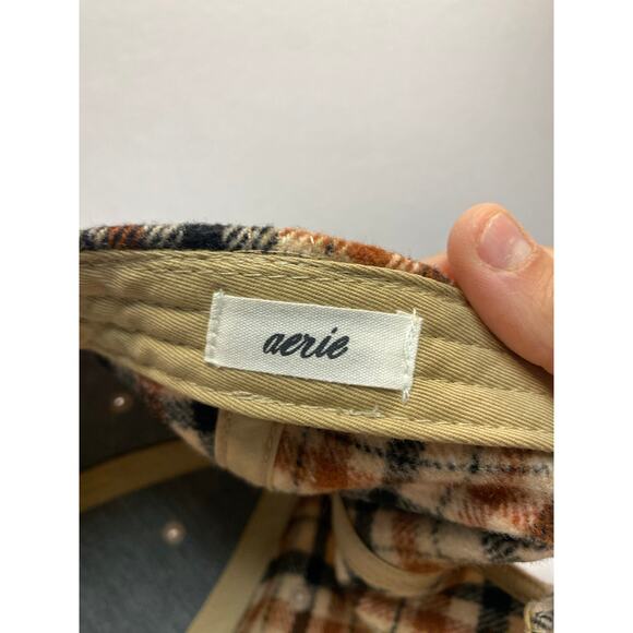 Aerie Smiley Wool Blend Baseball Hat in a brushed plaid pattern - Picture 6 of 6